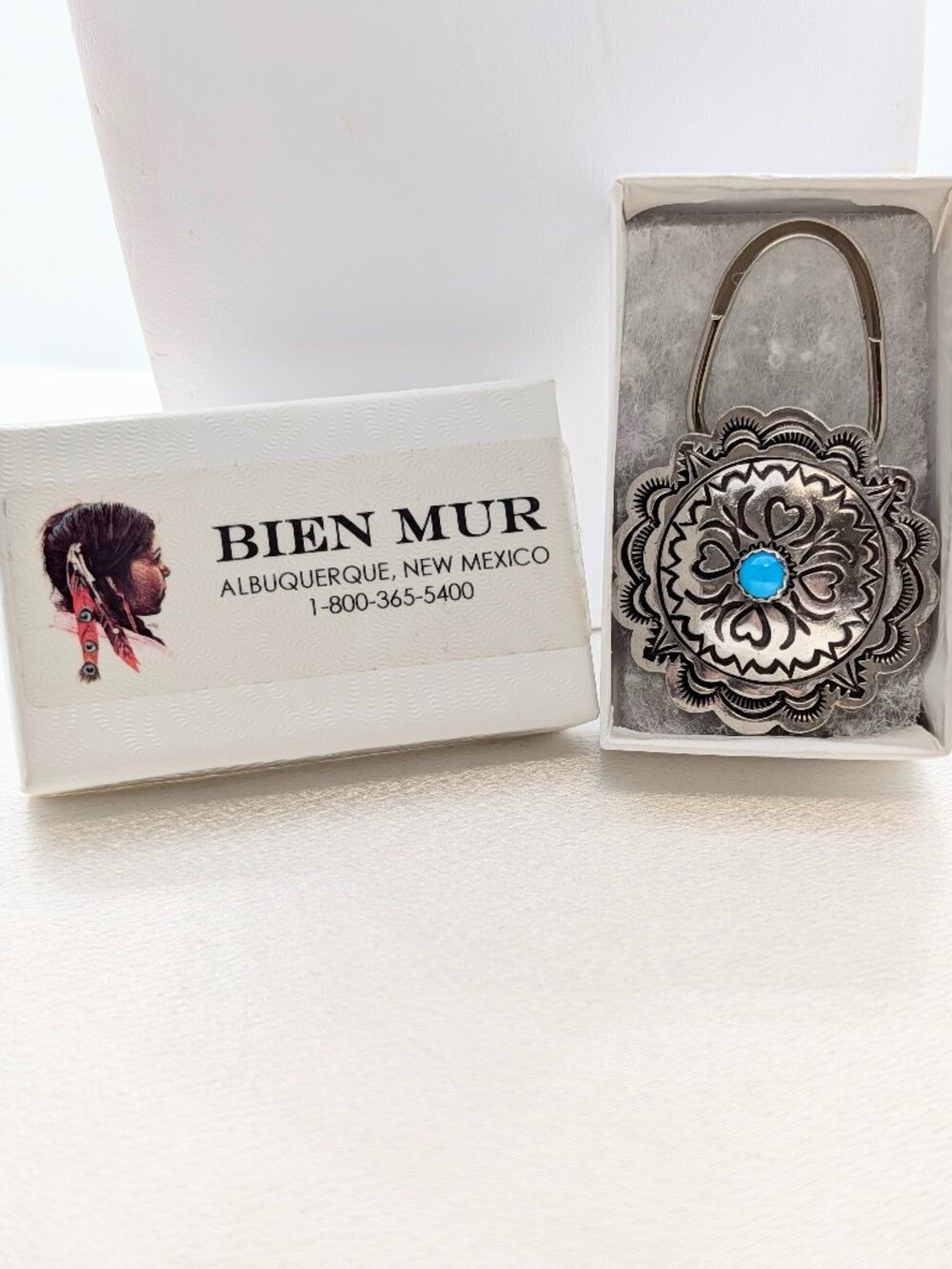 NEW sterling silver key holder with turquoise center